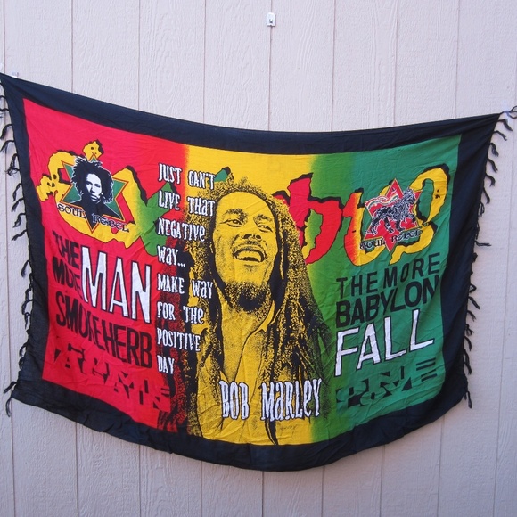 Bob Marley Sarong Beach Cover Scarf MultiColor size  L 62" x W40 "‎ Y2K **READ - Picture 1 of 11